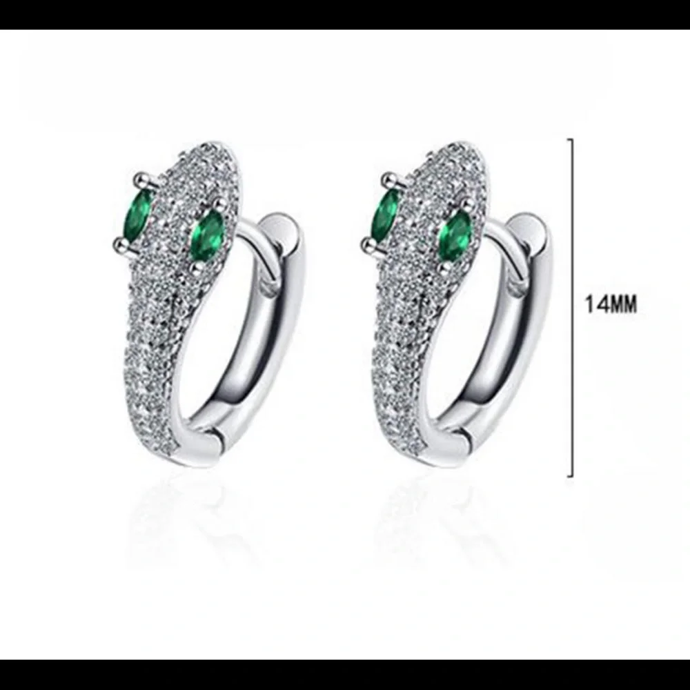 🌟HOST PICK🌟ELEGANT SPARKLING ZIRCON SNAKE 925 STERLING SILVER STUD EARRINGS - Picture 2 of 11